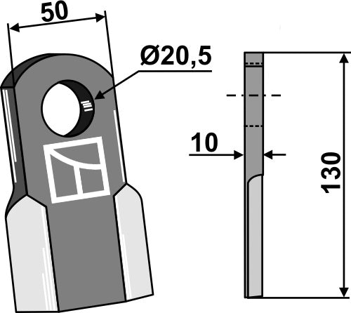 Gerades Messer 130x50mm