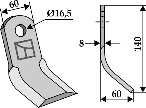 Y-Messer 140x60mm