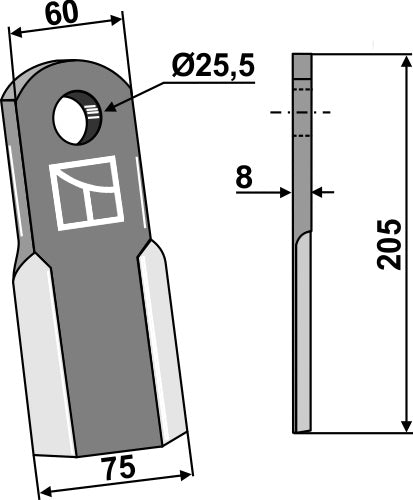 Gerades Messer 205x60mm