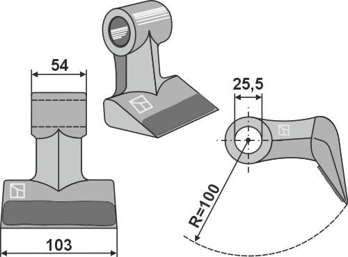 Hammerschlegel mit Aufschweißung 103x54mm