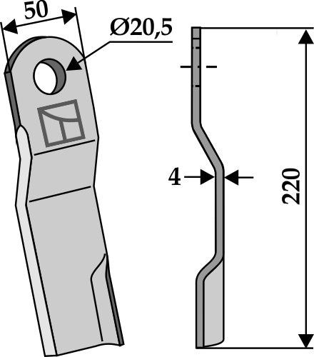 Messer 220x50mm, rechts