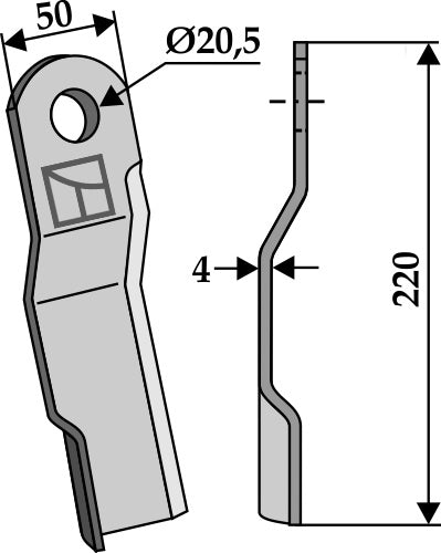 Messer 220x50mm, links