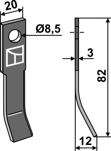 Y-Messer 82x20mm