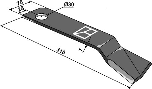Schlegelmesser 310x75mm - rechts