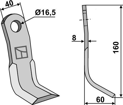 Y-Messer 160x40mm