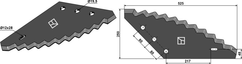 Futtermischwagenmesser, links - Hartmetall beschichtet