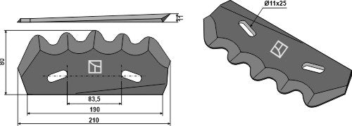 Futtermischwagenmesser - Hartmetall beschichtet, links