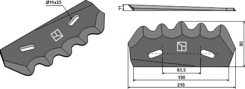 Futtermischwagenmesser - Hartmetall beschichtet, rechts