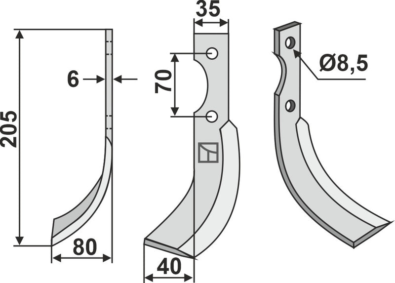 Fräsmesser 205x35mm, links