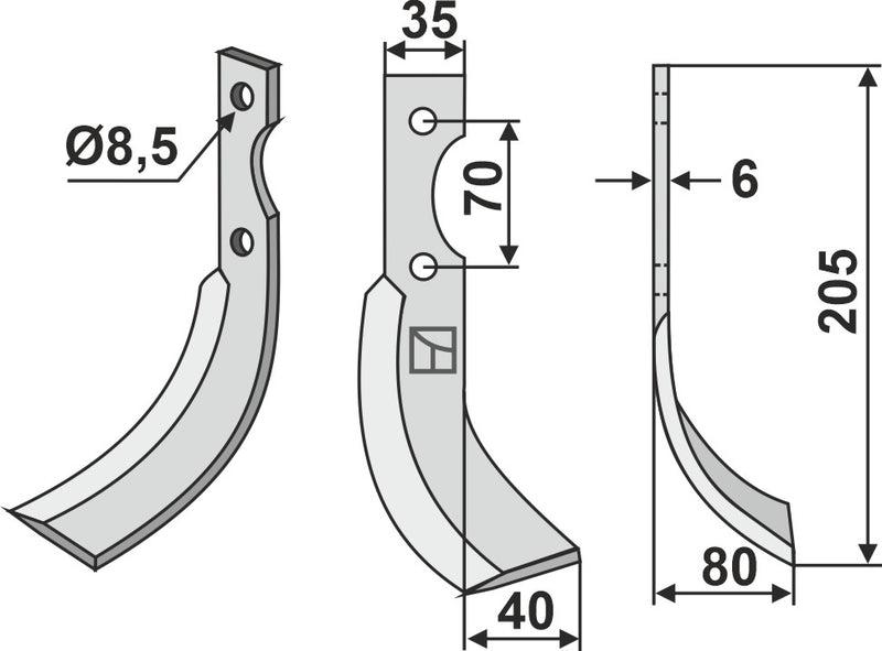 Fräsmesser 205x35mm, rechts