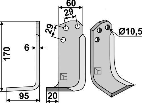 Fräsmesser 170x60mm, links