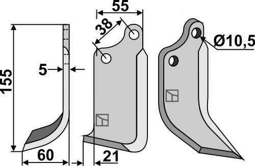 Fräsmesser 155x55mm, links