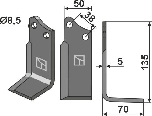 Fräsmesser 135x50mm, rechts