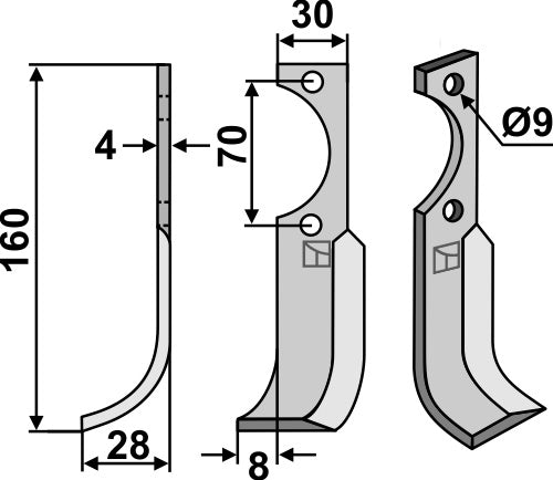 Fräsmesser 160x30mm, links