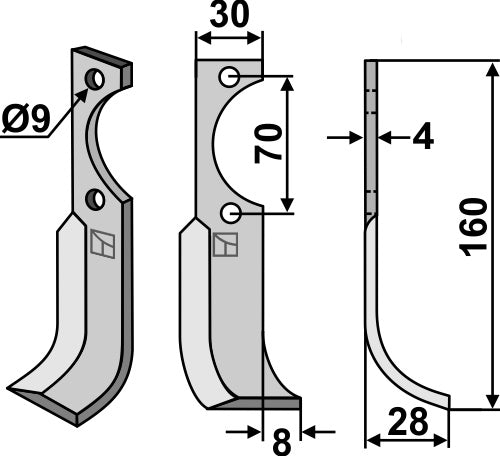 Fräsmesser 160x30mm, rechts