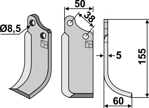 Fräsmesser 155x50mm, rechts