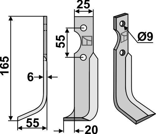 Fräsmesser 165x25mm, links