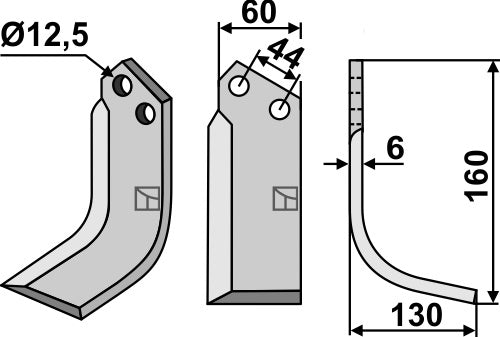 Fräsmesser 160x60mm, rechts
