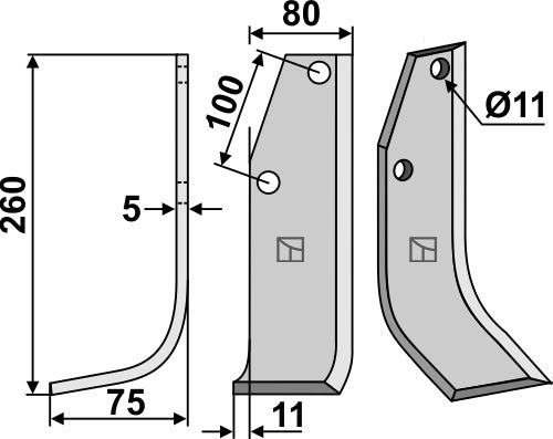 Fräsmesser 260x80mm, links