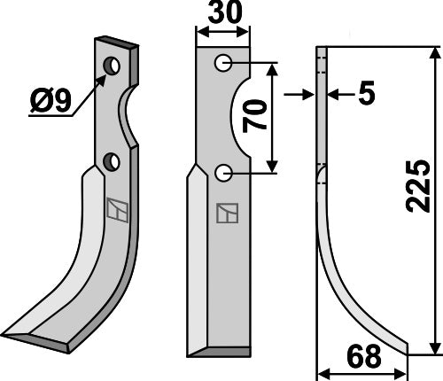 Fräsmesser 225x30mm, rechts