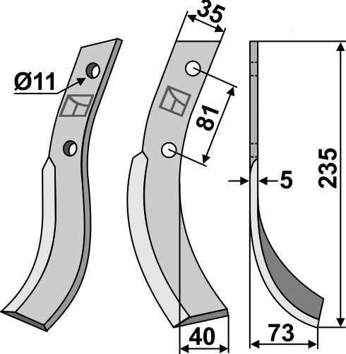 Fräsmesser 235x35mm, rechts