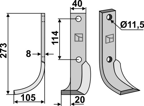 Fräsmesser 273x40mm, links
