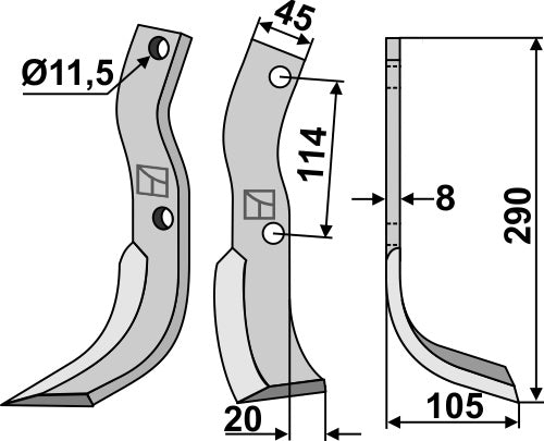 Fräsmesser 290x45mm, rechts