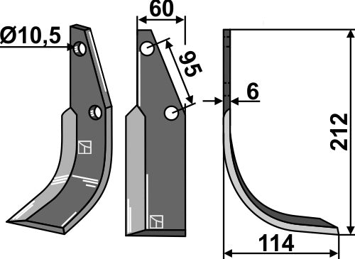 Fräsmesser 212x60mm, rechts