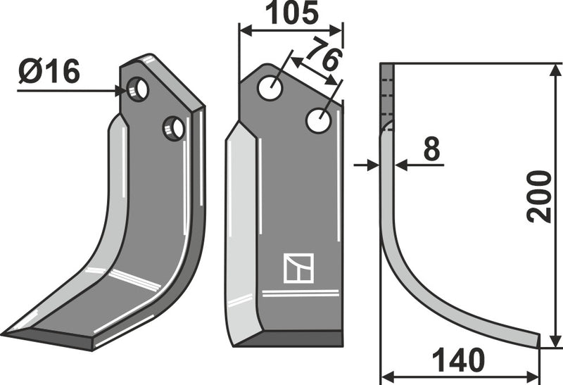 Fräsmesser 200x105mm, rechts