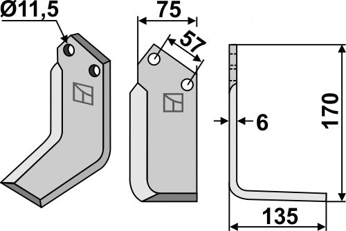 Fräsmesser 170x75mm, rechts
