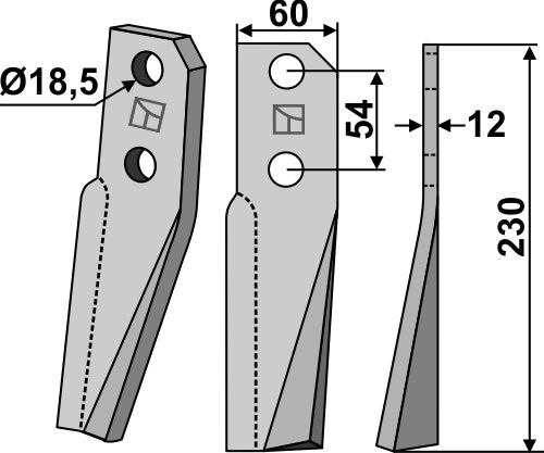 Rotorzinken 230x60mm, rechts