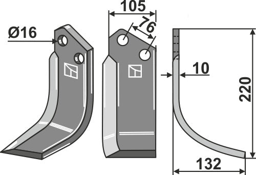 Fräsmesser 220x105mm, rechts