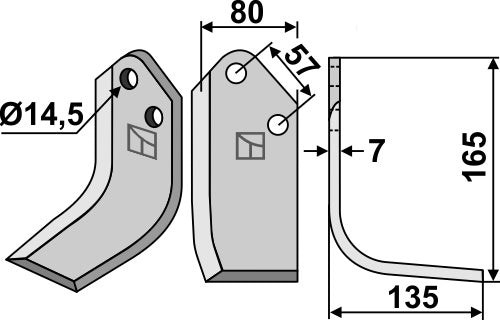 Fräsmesser 165x80mm, rechts