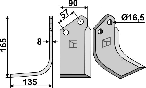 Fräsmesser 165x902mm, links