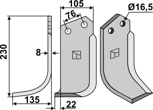 Fräsmesser 230x105mm, links