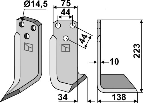 Fräsmesser 223x75mm, rechts