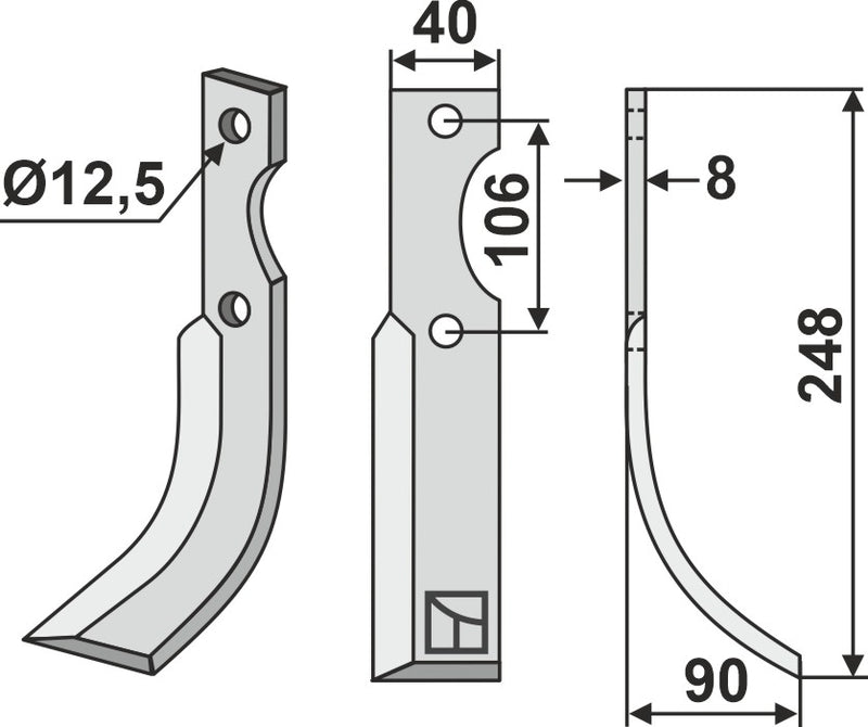 Fräsmesser 248x40mm, rechts