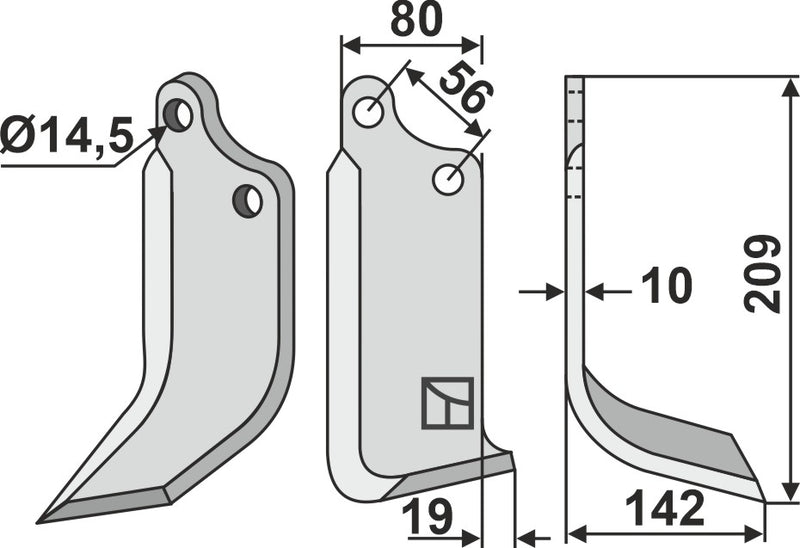 Fräsmesser 209x80mm, rechts