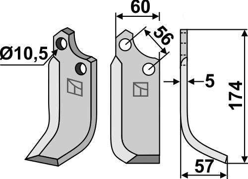 Fräsmesser 174x60mm, rechts