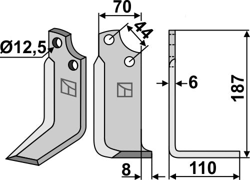 Fräsmesser 187x70mm, rechts
