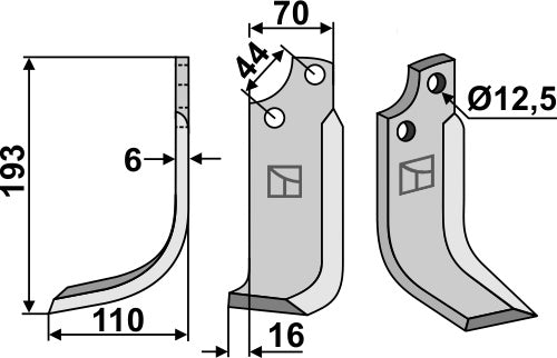 Fräsmesser 193x70mm, links