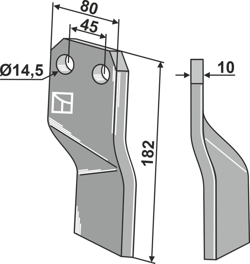 Rotorzinken 182x80mm, links