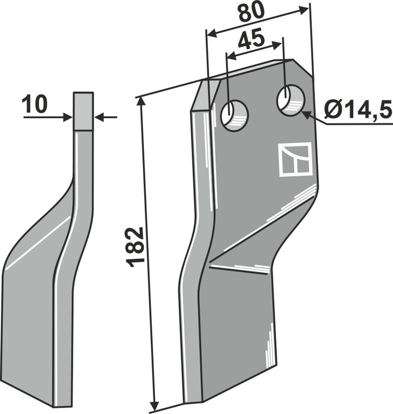 Rotorzinken 182x80mm, rechts