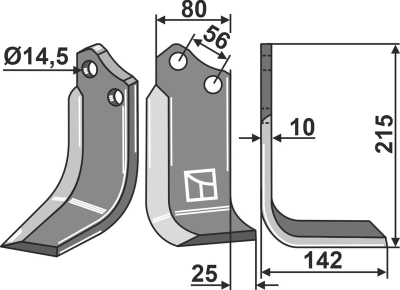 Fräsmesser 215x80mm, rechts