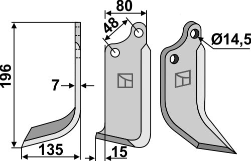 Fräsmesser 196x80mm, links