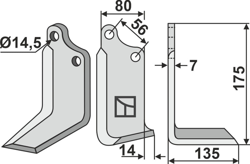 Fräsmesser 175x80mm, rechts