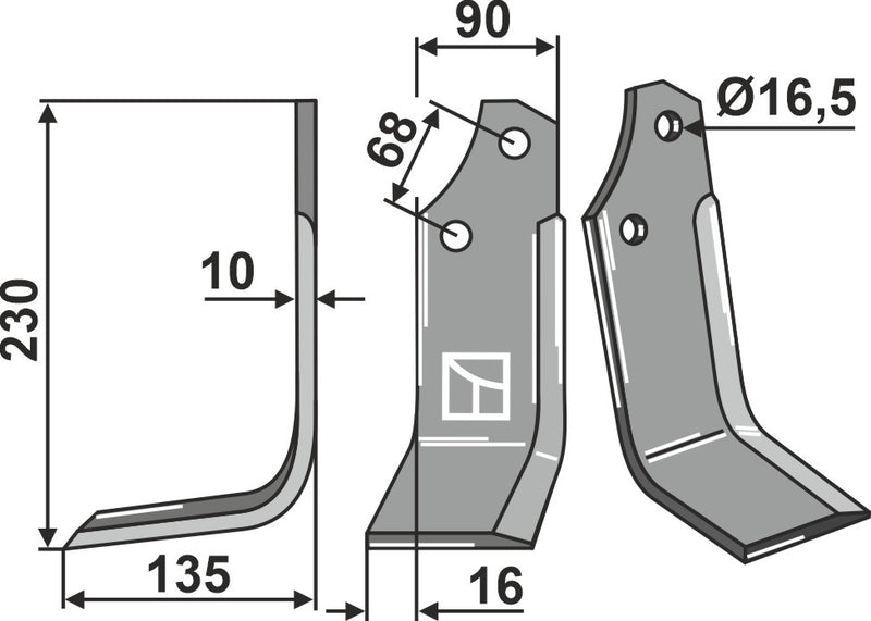 Fräsmesser 230x90mm, links