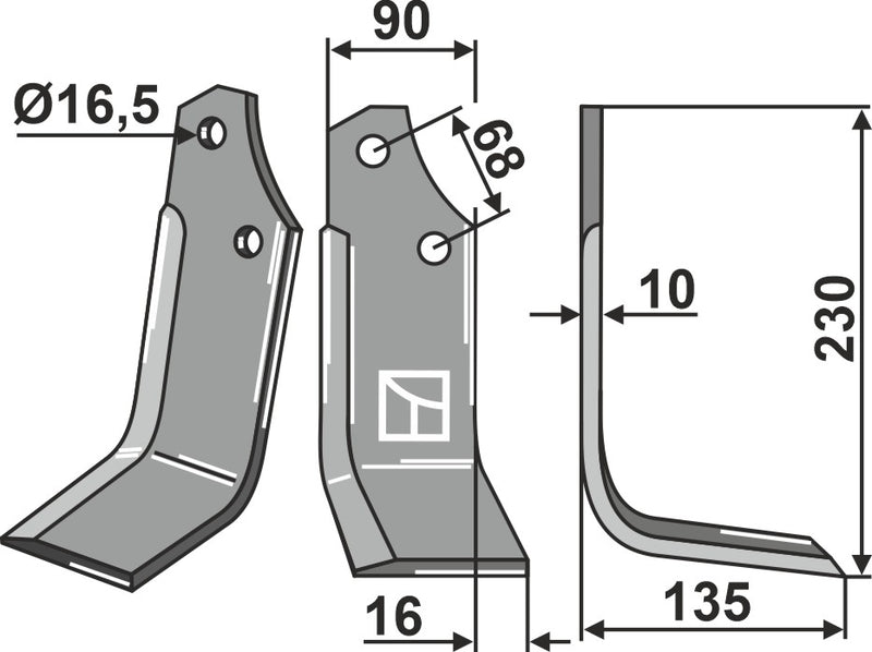 Fräsmesser 230x90mm, rechts
