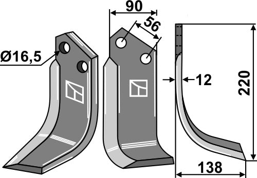 Fräsmesser 220x90mm, rechts