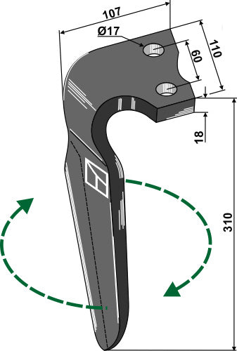 Kreiseleggenzinken 310mm, rechts
